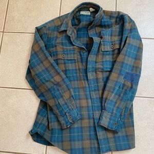 L.L. Bean Blue and Green Plaid Shirt Jacket
